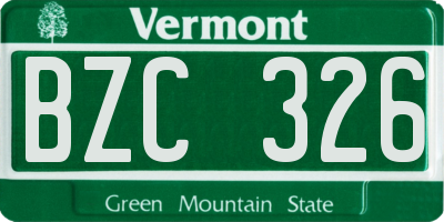 VT license plate BZC326