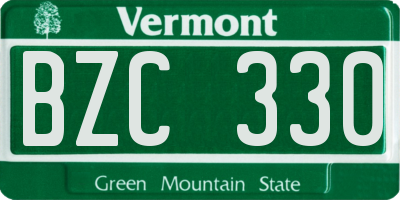 VT license plate BZC330