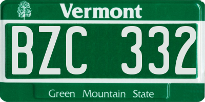 VT license plate BZC332