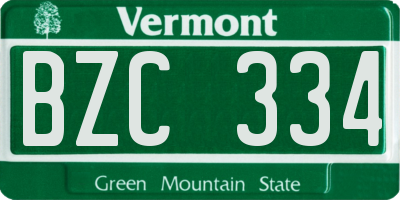 VT license plate BZC334