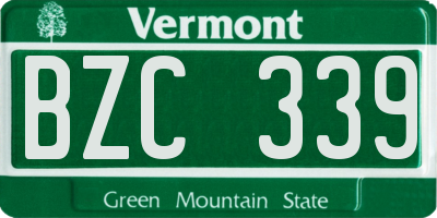 VT license plate BZC339