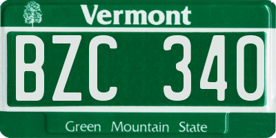 VT license plate BZC340