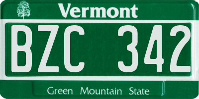 VT license plate BZC342