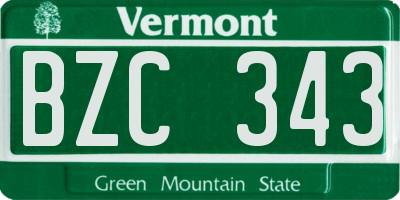 VT license plate BZC343