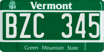 VT license plate BZC345