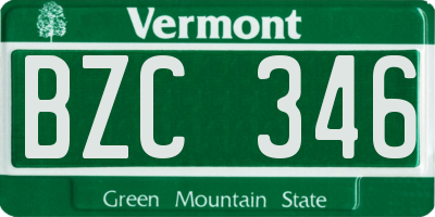 VT license plate BZC346