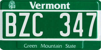 VT license plate BZC347