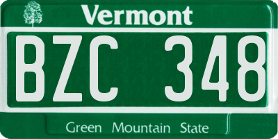 VT license plate BZC348