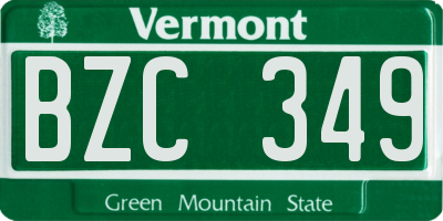 VT license plate BZC349