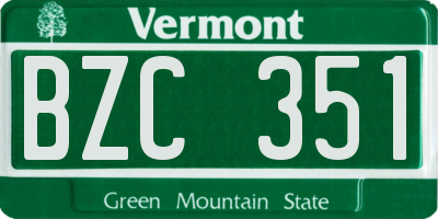 VT license plate BZC351