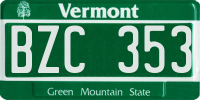 VT license plate BZC353