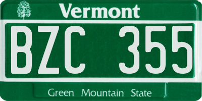VT license plate BZC355