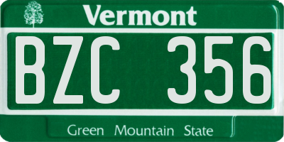 VT license plate BZC356