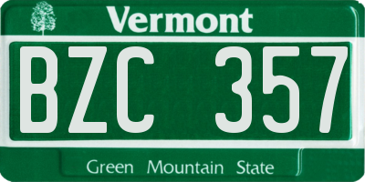 VT license plate BZC357