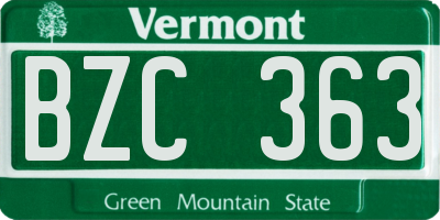 VT license plate BZC363