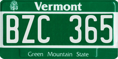 VT license plate BZC365