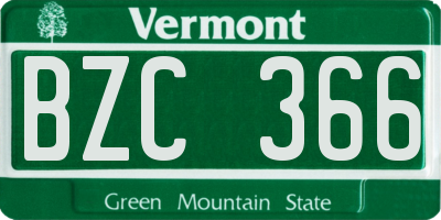 VT license plate BZC366