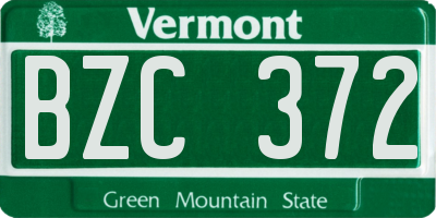 VT license plate BZC372
