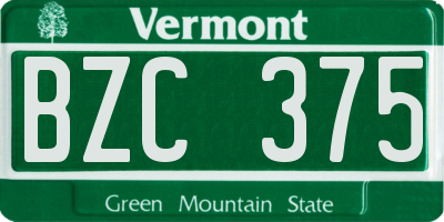 VT license plate BZC375