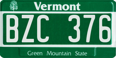 VT license plate BZC376