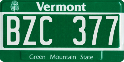 VT license plate BZC377