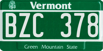 VT license plate BZC378