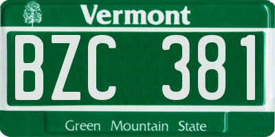 VT license plate BZC381
