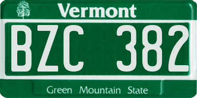 VT license plate BZC382