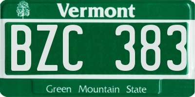 VT license plate BZC383
