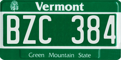 VT license plate BZC384