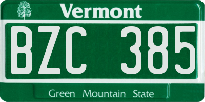 VT license plate BZC385