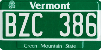 VT license plate BZC386