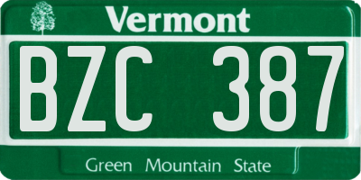 VT license plate BZC387