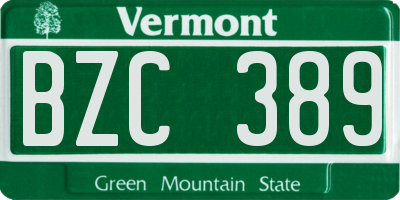 VT license plate BZC389