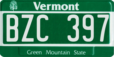 VT license plate BZC397