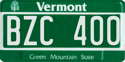 VT license plate BZC400