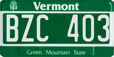 VT license plate BZC403