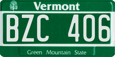 VT license plate BZC406