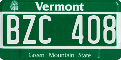 VT license plate BZC408