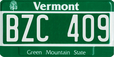 VT license plate BZC409