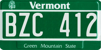 VT license plate BZC412