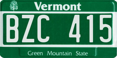 VT license plate BZC415