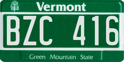 VT license plate BZC416
