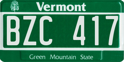 VT license plate BZC417