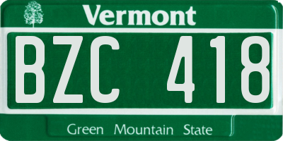 VT license plate BZC418