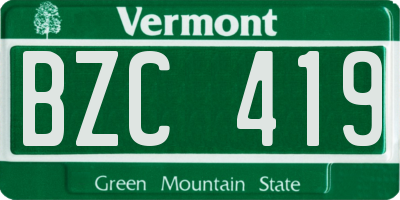 VT license plate BZC419
