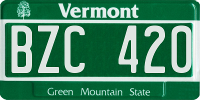 VT license plate BZC420