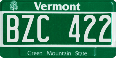 VT license plate BZC422