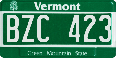 VT license plate BZC423