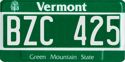 VT license plate BZC425